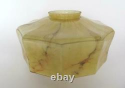 Vintage Art Deco Grande Lampe De Fixation De Lumière Jaune Opaline Verre Sconce