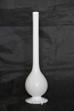 Vintage Blanc Opaline Bud Tige Vase 30cm 11.8en Verre Moderne Fin 20èmec