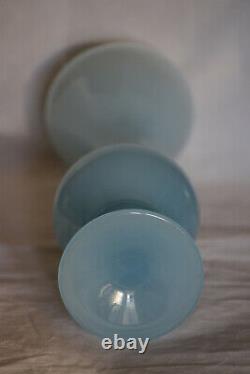 Vintage En Verre Opaline Bleu Italien À Pied Vase 70s 25cm 10in Murano Empoli