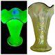 Vintage Fenton 2001 Topaz Opalescent # 6852 T8 Vase Vase Verre Uv Glow 7x6