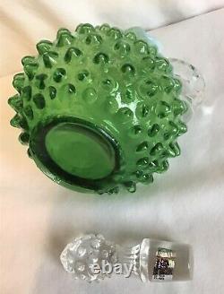 Vintage Fenton Art Glass Lime Vert Opalescent Hobnail Cruet