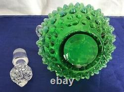 Vintage Fenton Art Glass Lime Vert Opalescent Hobnail Cruet Z1