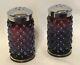 Vintage Fenton Art Glass Plum Opalescent Cloutés Salt & Pepper Shakers