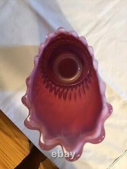Vintage Fenton Art Verre Plume Opalescent Hobnail Swung Vase 267003