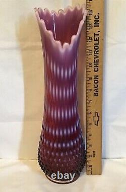 Vintage Fenton Art Verre Plume Opalescent Hobnail Swung Vase 267010