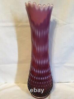 Vintage Fenton Art Verre Plume Opalescent Hobnail Swung Vase 267010
