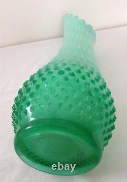 Vintage Fenton Art Verre Vert Opalescent Hobinail 17 1/2 Vase Stretch