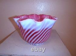 Vintage Fenton Electric Lamp Cranberry Opalescent Swirl Withcast Iron Sconce