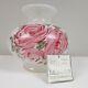Vintage Fenton Opalescent Blanc / Rose Floral Signé S Jackson Vase Peint À La Main