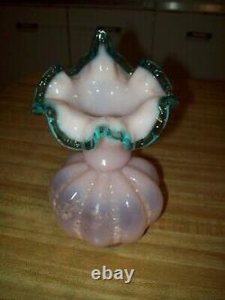 Vintage Fenton Pink Blue Crest Perlé Melon Jack-in-the-pulpit Tulip Vase 7+ En