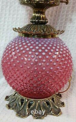 Vintage Gwtw Fenton Cranberry Opalescent Hobnail Table Lampe 23 Tall