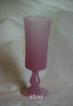 Vintage Italien Rose Opaline Bud Tige Vase Verre 15,5cm 6in Rose Base Murano
