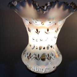 Vintage Matching Paire Fenton Français Lampes Opalescent Coin Dot 22.25 Tall