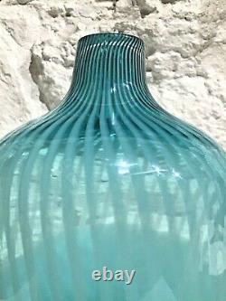 Vintage Mid-century Modern Ermanno Nason Murano Art Glass Vase Rayé / Opaline