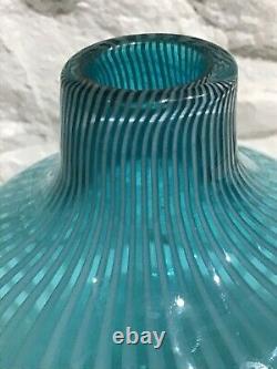 Vintage Mid-century Modern Ermanno Nason Murano Art Glass Vase Rayé / Opaline