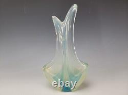 Vintage Modern Charles Wright Vase En Verre Voilé Opalescent Signé En Date