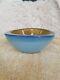 Vintage Murano Geode Art Glass Bowl Blue Opaline Avec Green Center