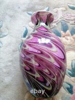 Vintage Rose Pop Art Opaline Épais Épais Tourbillon Vase En Verre