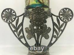 Vintage Smith Brothers Verre Cylindre Vase-pairpoint Silver Plate Holder #1500