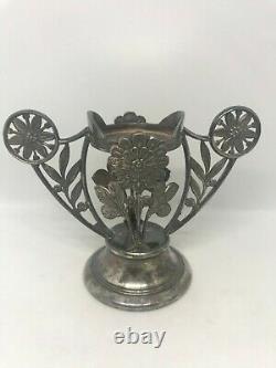 Vintage Smith Brothers Verre Cylindre Vase-pairpoint Silver Plate Holder #1500