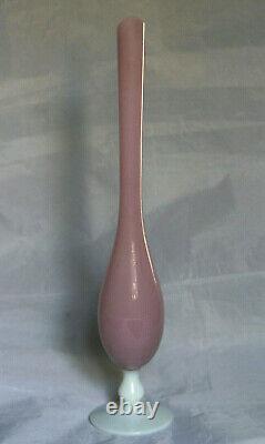 Vintage Tall Italien Rose Opaline Bud Stem Vase Italie 36cm 14in Opalescent Pied