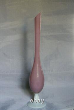 Vintage Tall Italien Rose Opaline Bud Stem Vase Italie 36cm 14in Opalescent Pied