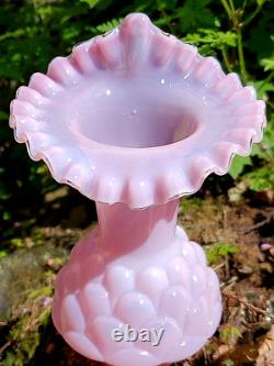 Vintage Vase Fenton Jacqueline Verre Opaline Rose Clair 61-63 Ans