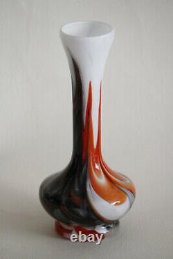 Vintage Vase Opaline Italie Florence Carlo Moretti 70s Noir Rouge 20,5cm