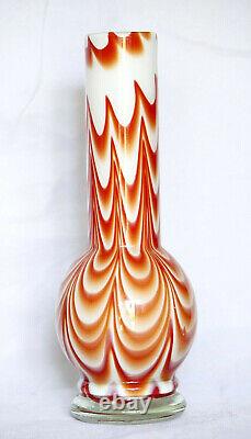 Vintage Vase Opaline Italie Florence Carlo Moretti 70s Orange Pop Art 24cm 9.4in