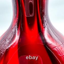 Vintage Vb Vase Opaline Florence Vase Fleur Verre D'art Fabriqué En Italie Rouge 29cm