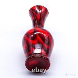 Vintage Vb Vase Opaline Florence Vase Fleur Verre D'art Fabriqué En Italie Rouge 29cm