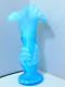 Vtg 10 Fenton Vase En Verre D'art Opalescent Bleu - Design à La Main