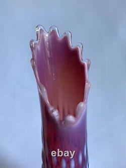 Vtg 11 Fenton Plum Opalescent Hobnail Swung Art Vase En Verre