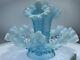 Vtg Fenton Art Glass Blue Opalescent Hobnail Apartment Epergne 3 Horns + Spare<br/>traduction En Français : Vtg Fenton Art Glass Blue Opalescent Hobnail Apartment Epergne 3 Cornes + Rechange
