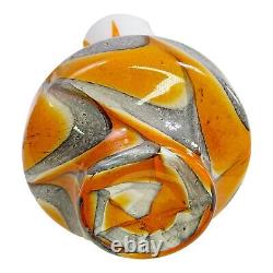 Vtg MID Century Empoli V. B. Orange Gray Swirl Opaline Italie Pitcher Vase 12.5