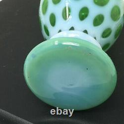 Vtg Rare Fenton Lime Vert Opalescent Rufflé 8.75 Vase Coin Dot